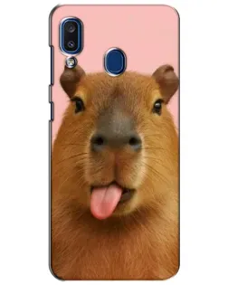 Чехол для Samsung Galaxy a20 2019 (A205F) с картинкой «Капибара с языком»