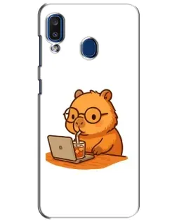 Чехол для Samsung Galaxy a20 2019 (A205F) с картинкой «Капибара с ноутбуком»