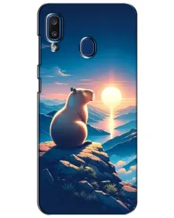 Чехол для Samsung Galaxy a20 2019 (A205F) с картинкой «Закат солнца с капибарой»