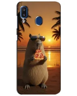 Чехол для Samsung Galaxy a20 2019 (A205F) с картинкой «Капибара с пиццей»