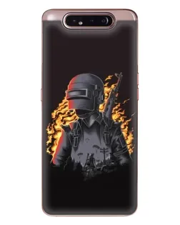 Чехол для Samsung Galaxy a80 2019 ( A805F ) с картинкой «PUBG — огненный силуэт»