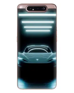 Чехол для Samsung Galaxy a80 2019 ( A805F ) с картинкой «Tesla в неоне»