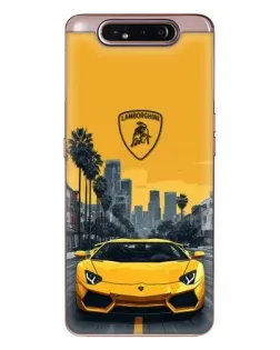 Чехол для Samsung Galaxy a80 2019 ( A805F ) с картинкой «Желтый Lamborghini город»