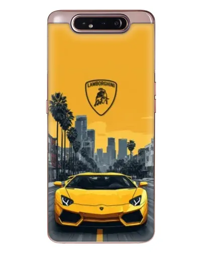 Чехол для Samsung Galaxy a80 2019 ( A805F ) с картинкой «Желтый Lamborghini город»