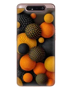 Чехол для Samsung Galaxy a80 2019 ( A805F ) с картинкой «Объемные оранжевые сферы»