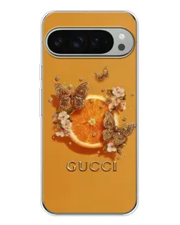 Чехол для Google Pixel 10 Pro XL с картинкой «Gucci — золотые бабочки»