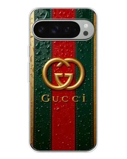 Чехол для Google Pixel 10 Pro XL с картинкой «Gucci — фирменная полоса и золото»