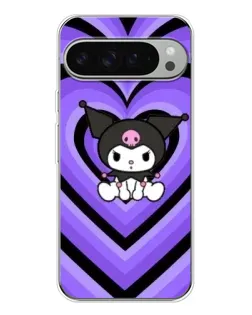 Чохол для Google Pixel 10 Pro XL з картинкою «Kuromi та фіолетові серця»