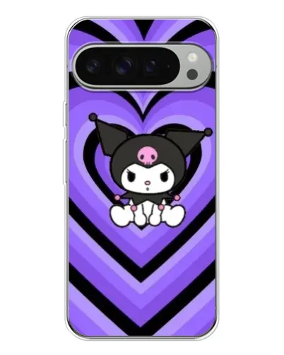 Чохол для Google Pixel 10 Pro XL з картинкою «Kuromi та фіолетові серця»