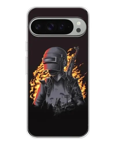 Чохол для Google Pixel 10 Pro XL з картинкою «PUBG — вогняний силует»