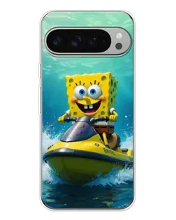 Чохол для Google Pixel 10 Pro XL з картинкою «Спанч Боб на гідроциклі»