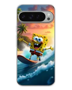 Чохол для Google Pixel 10 Pro XL з картинкою «Губка Боб серфінгіст»