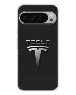 Чохол для Google Pixel 10 Pro XL з картинкою «Сталевий логотип Tesla»
