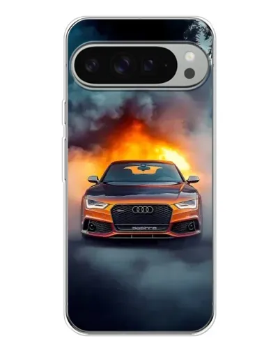 Чехол для Google Pixel 10 Pro XL с картинкой «Audi в огненном дыму»