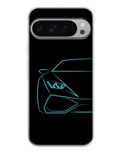 Чохол для Google Pixel 10 Pro XL з картинкою «Блакитний силует Lamborghini»
