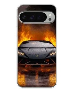 Чохол для Google Pixel 10 Pro XL з картинкою «Lamborghini у вогні»