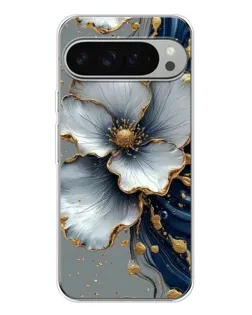 Чехол для Google Pixel 10 Pro XL с картинкой «Белый цветок и золотой флюид»