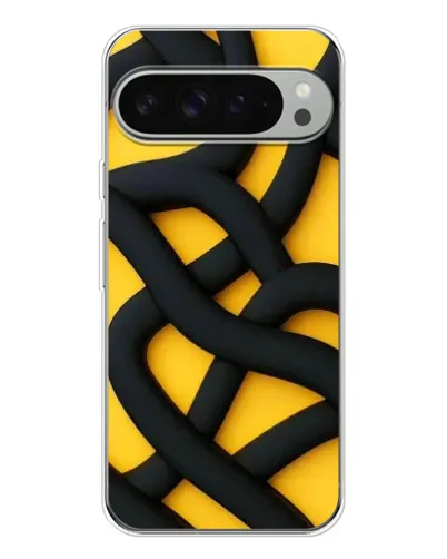 Чехол для Google Pixel 10 Pro XL с картинкой «Черное желтое переплетение»