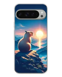 Чохол для Google Pixel 10 Pro XL з картинкою «Захід сонця з капібарою»
