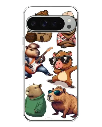 Чохол для Google Pixel 10 Pro XL з картинкою «Круті капібари музиканти»