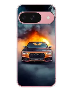 Чехол для Google Pixel 10 Pro с картинкой «Audi в огненном дыму»