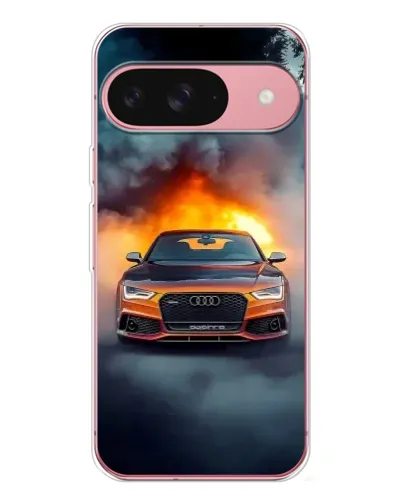 Чехол для Google Pixel 10 Pro с картинкой «Audi в огненном дыму»