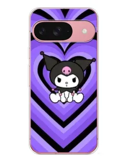 Чехол для Google Pixel 10 с картинкой «Kuromi и фиолетовые сердца»