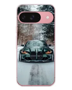 Чехол для Google Pixel 10 с картинкой «BMW в зимнем лесу»
