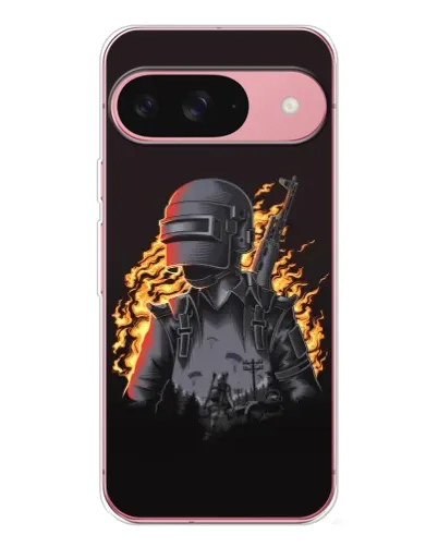 Чехол для Google Pixel 10 с картинкой «PUBG — огненный силуэт»