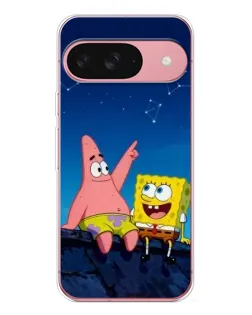 Чехол для Google Pixel 10 с картинкой «Губка Боб и Патрик ночью»