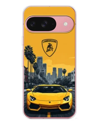 Чехол для Google Pixel 10 с картинкой «Желтый Lamborghini город»