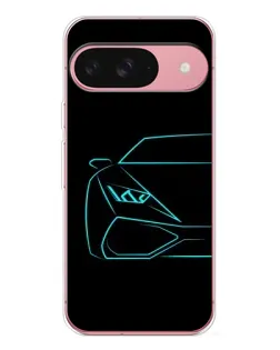 Чехол для Google Pixel 10 с картинкой «Голубой силуэт Lamborghini»