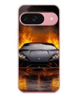 Чехол для Google Pixel 10 с картинкой «Lamborghini в огне»