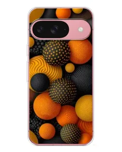 Чехол для Google Pixel 10 с картинкой «Объемные оранжевые сферы»