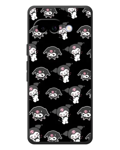 Чехол для Google Pixel 10a с картинкой «Черный паттерн Kuromi»