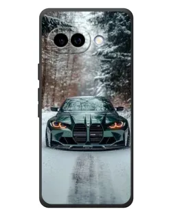 Чехол для Google Pixel 10a с картинкой «BMW в зимнем лесу»