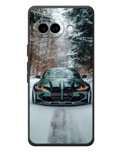 Чехол для Google Pixel 10a с картинкой «BMW в зимнем лесу»