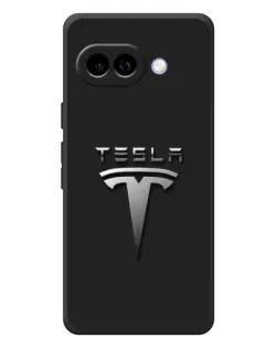 Чехол для Google Pixel 10a с картинкой «Стальной логотип Tesla»