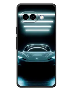 Чехол для Google Pixel 10a с картинкой «Tesla в неоне»
