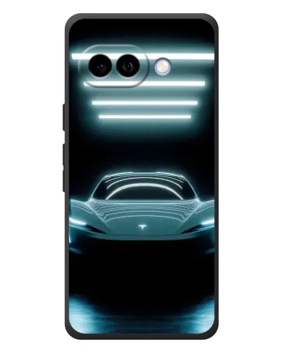 Чехол для Google Pixel 10a с картинкой «Tesla в неоне»