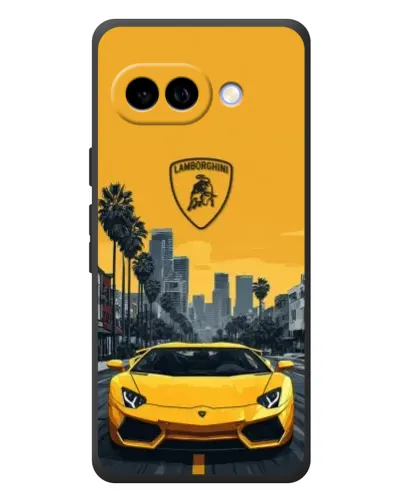 Чохол для Google Pixel 10a з картинкою «Жовтий Lamborghini місто»