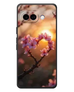 Чехол для Google Pixel 10a с картинкой «Розовый цвет сердце на фоне заката»
