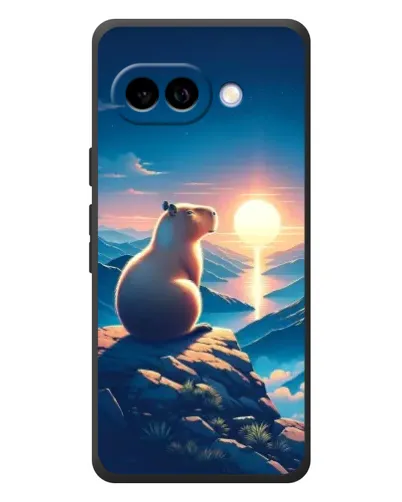 Чехол для Google Pixel 10a с картинкой «Закат солнца с капибарой»