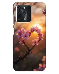 Чохол для Google Pixel 2 XL з картинкою «Рожевий цвіт  сердечко на тлі заходу»