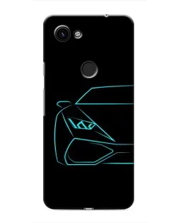 Чохол для Google Pixel 3 XL з картинкою «Блакитний силует Lamborghini»