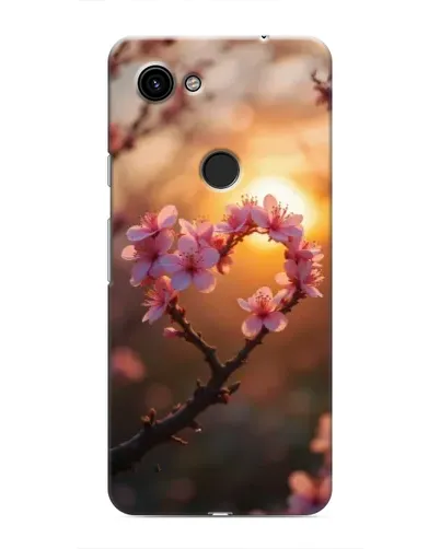 Чохол для Google Pixel 3 XL з картинкою «Рожевий цвіт  сердечко на тлі заходу»
