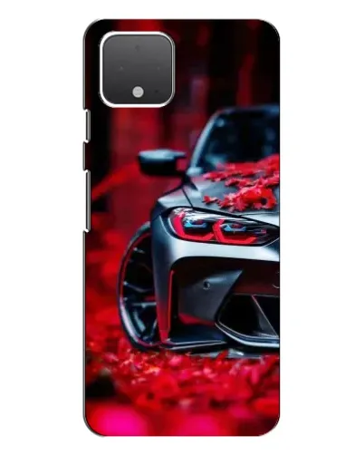 Чехол для Google Pixel 4 XL с картинкой «Спортивная BMW и цветы»