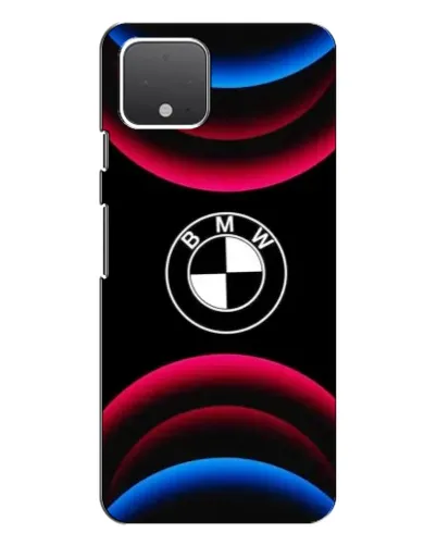 Чехол для Google Pixel 4 XL с картинкой «Логотип BMW и неоновые дуги»