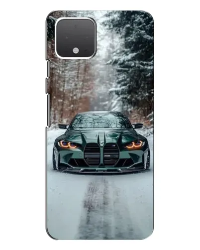 Чехол для Google Pixel 4 XL с картинкой «BMW в зимнем лесу»