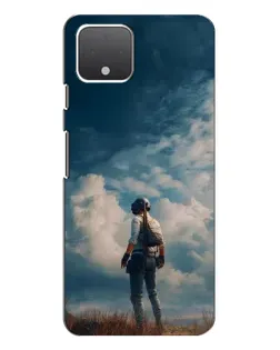 Чехол для Google Pixel 4 XL с картинкой «Герой PUBG на скале»